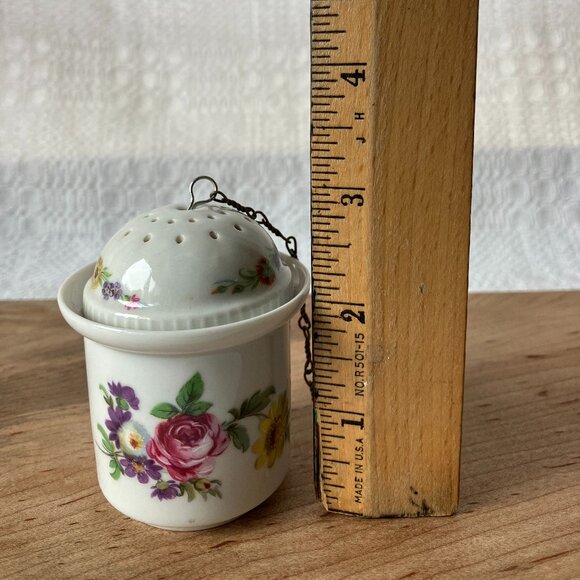 Vintage AK Kaiser Tea Infuser Tea Ball Strainer - W Germany - Pink Purple Floral - Picture 9 of 9